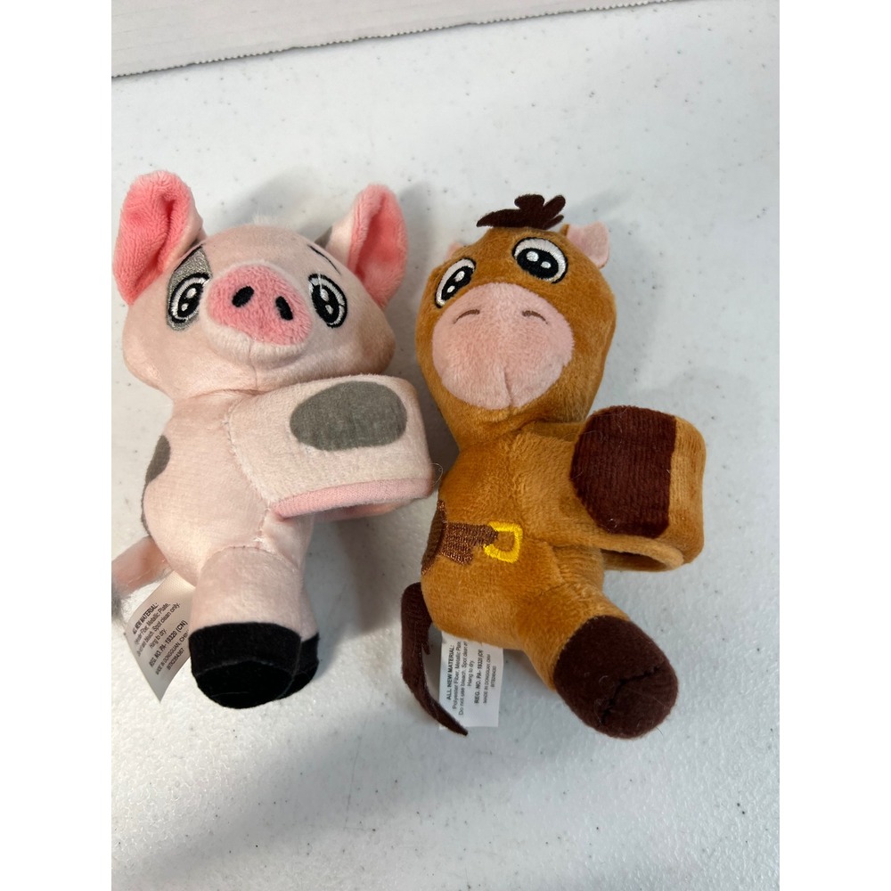 Disney Toy Story Bullsitoy Slap Bracelet Plush Lot Bullseye Horse Hamm Pig 5in